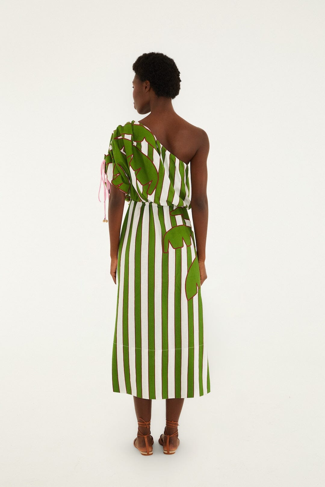 Off-White One-Shoulder Lenzing Ecovero Euroflax Midi Dress - FARM Rio OFF-WHITE
