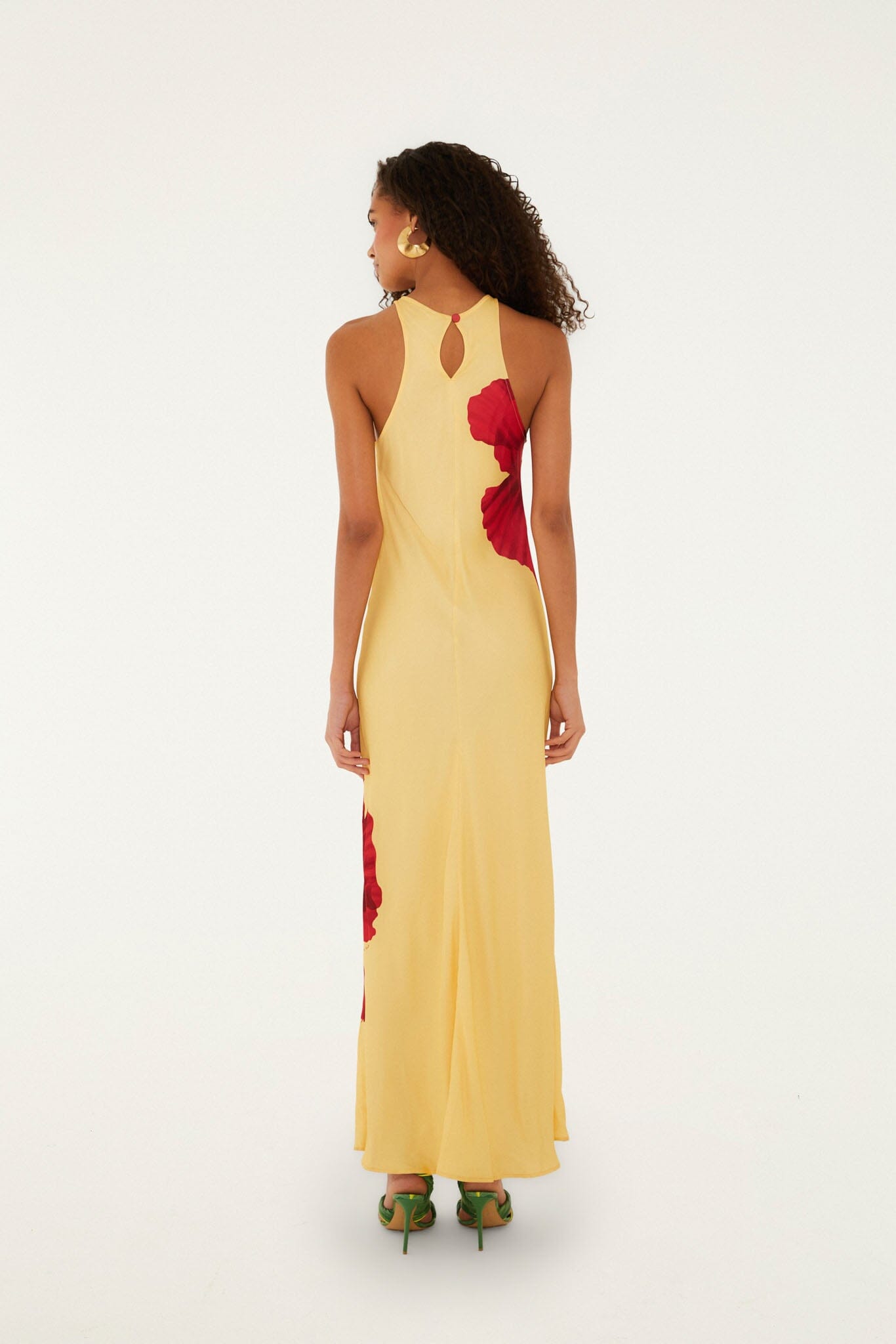 Light Yellow Poppy Flowers Sleeveless Lenzing Ecovero Viscose Maxi Dress - FARM Rio POPPY FLOWERS LIGHT YELLOW