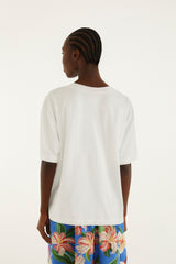 White Tropical Rose Organic Cotton T-Shirt - FARM Rio OFF-WHITE