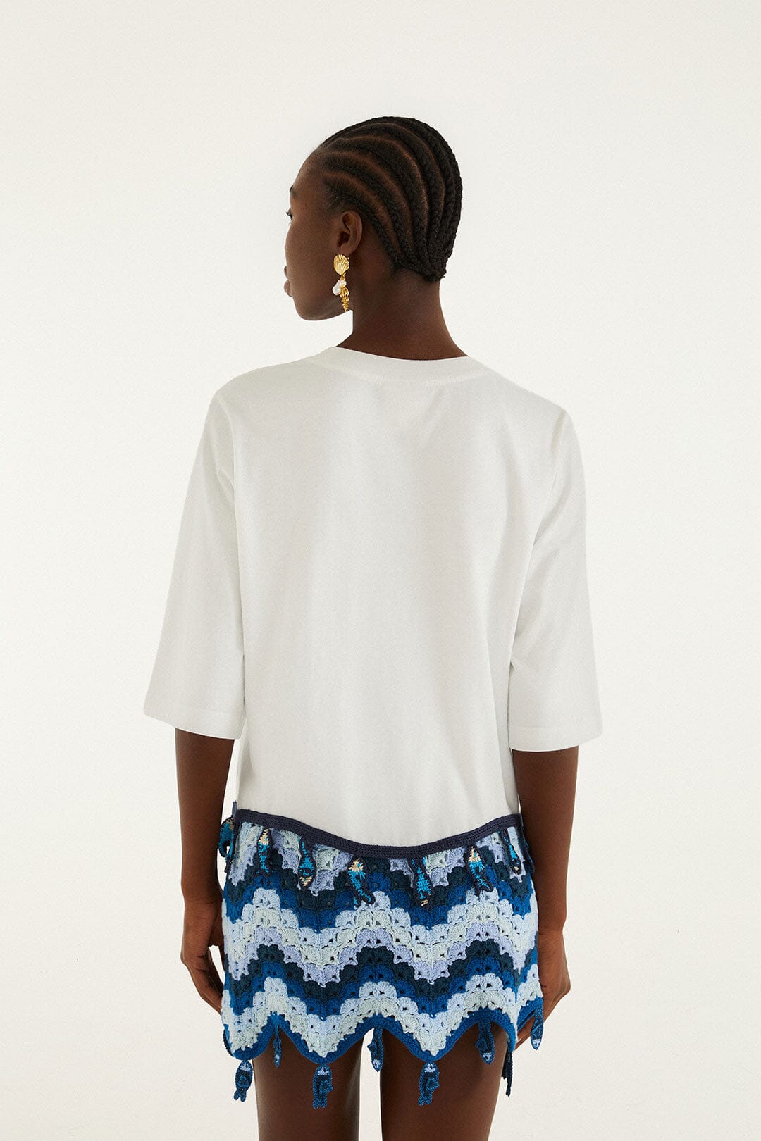 Off-White Summer In The Tropics Crochet Hem T-Shirt - FARM Rio OFF-WHITE