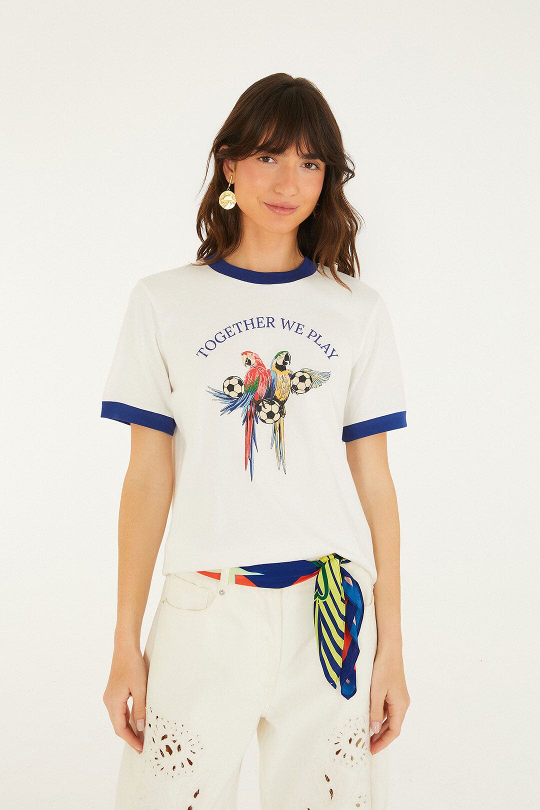 Off-White Together We Play Short Sleeve T-Shirt - FARM Rio TOGETHER WE PLAY