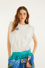 Off-White Fishing Dreams Padded Shoulder T-Shirt - FARM Rio OFF-WHITE
