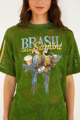 Green Brasil Samba Lace T-Shirt - FARM Rio GREEN
