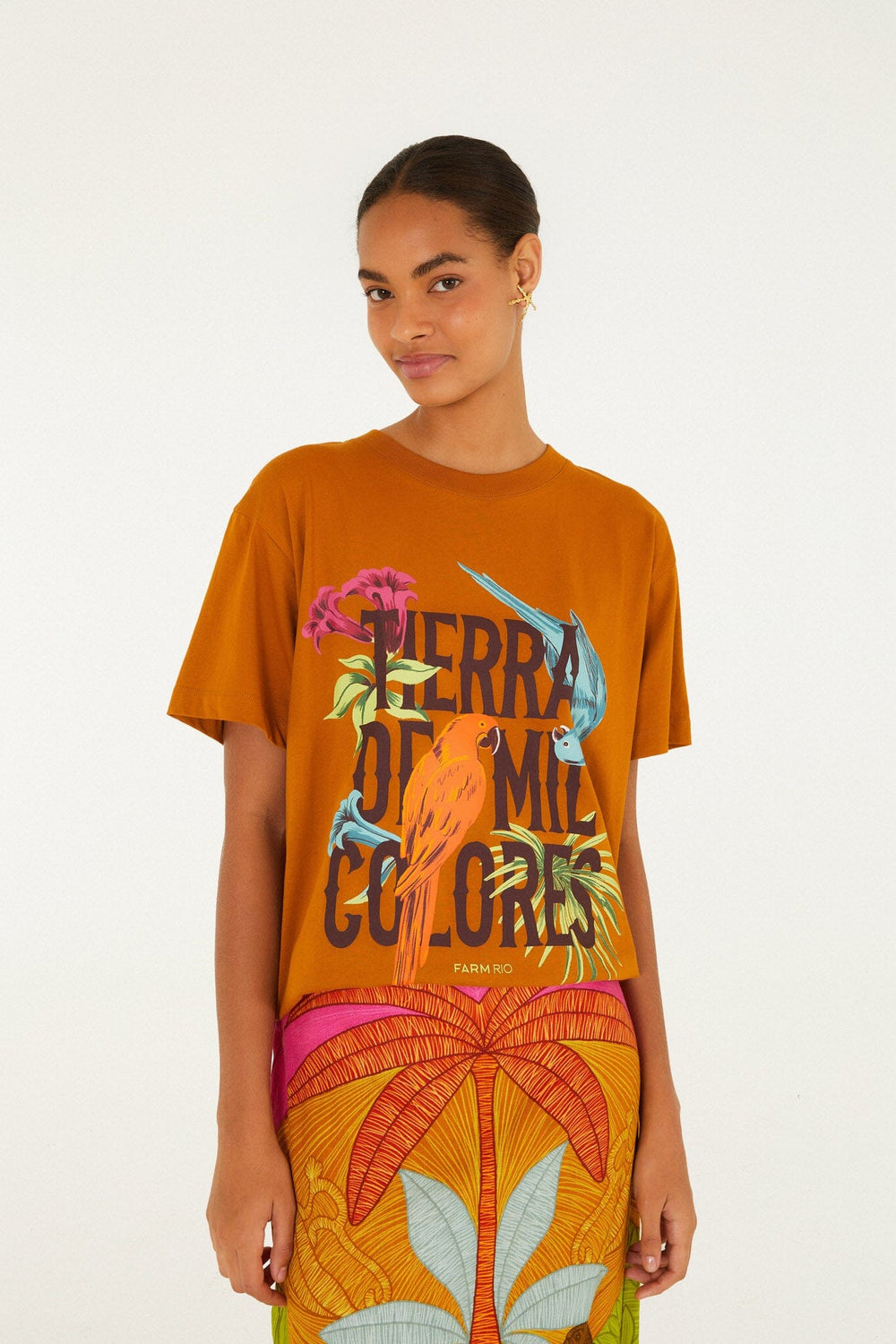 Terra De Mil Colores Organic Cotton Relaxed T-Shirt - FARM Rio CARAMEL