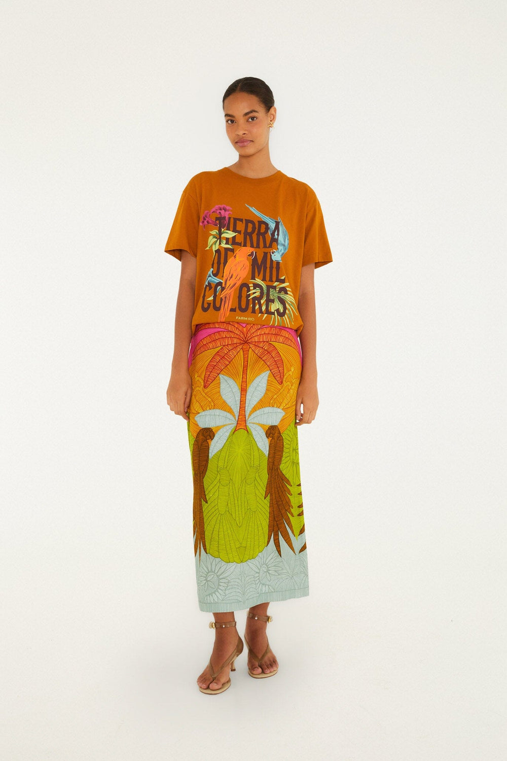 Terra De Mil Colores Organic Cotton Relaxed T-Shirt - FARM Rio CARAMEL