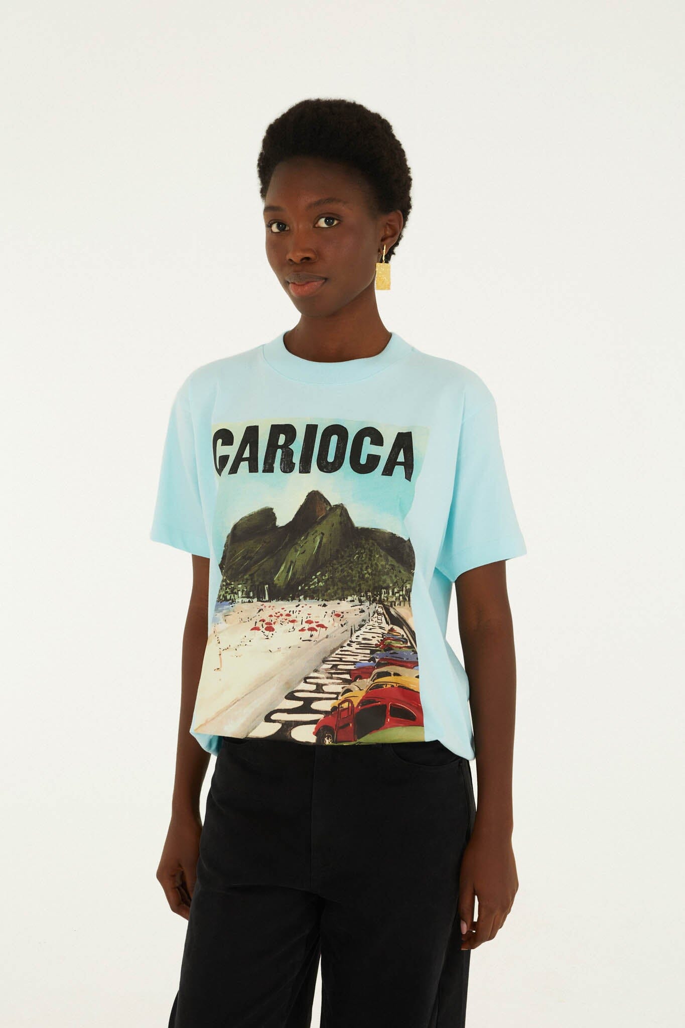 Dois Irmaos Landscape Carioca Organic Cotton Relaxed T-Shirt - FARM Rio BLUE