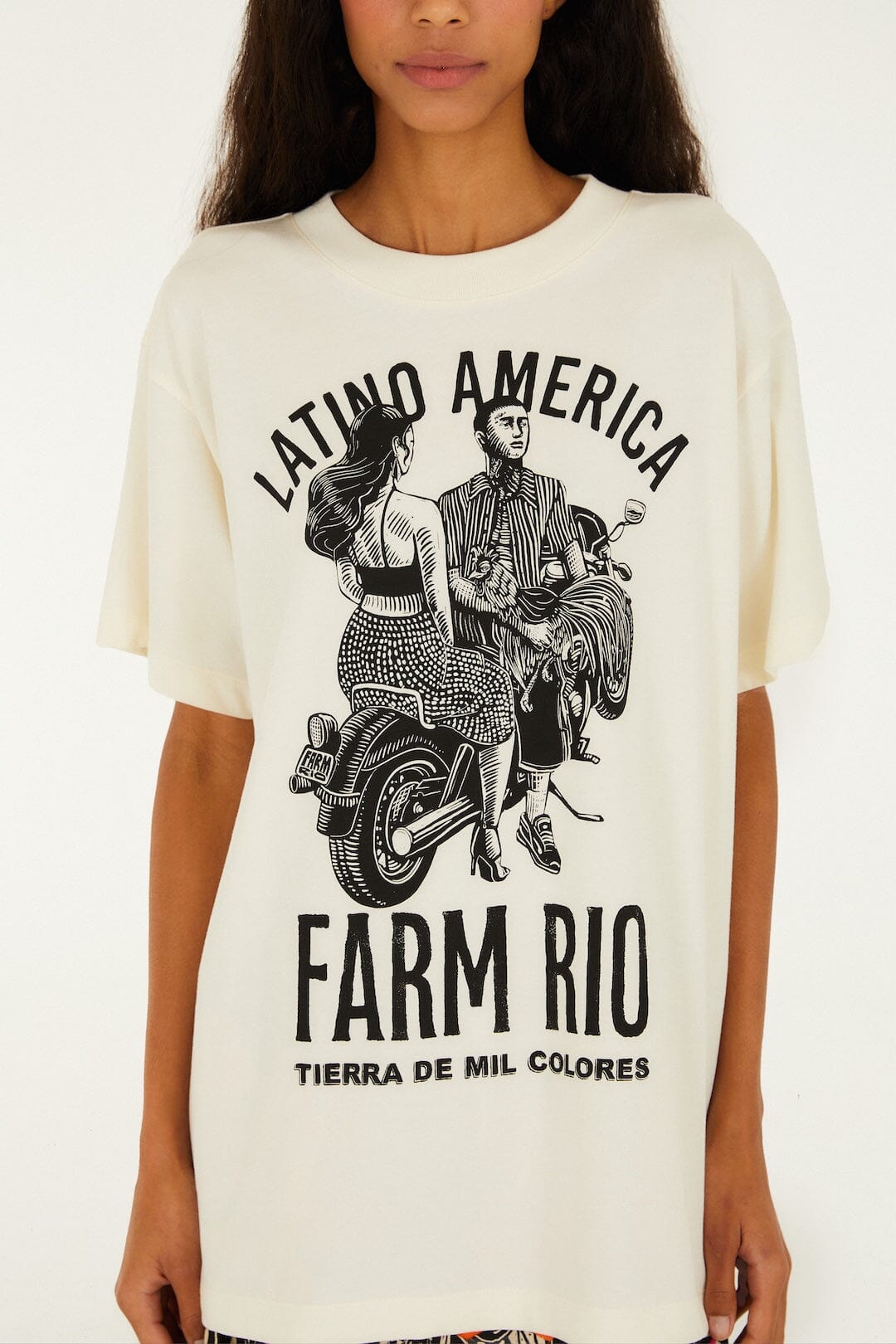 Off-White Latino Americana Organic Cotton T-Shirt - FARM Rio BEIGE