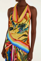 Multicolor Rainbow Summer Scarf Lenzing Ecovero Viscose Blouse - FARM Rio RAINBOW SUMMER MIXED