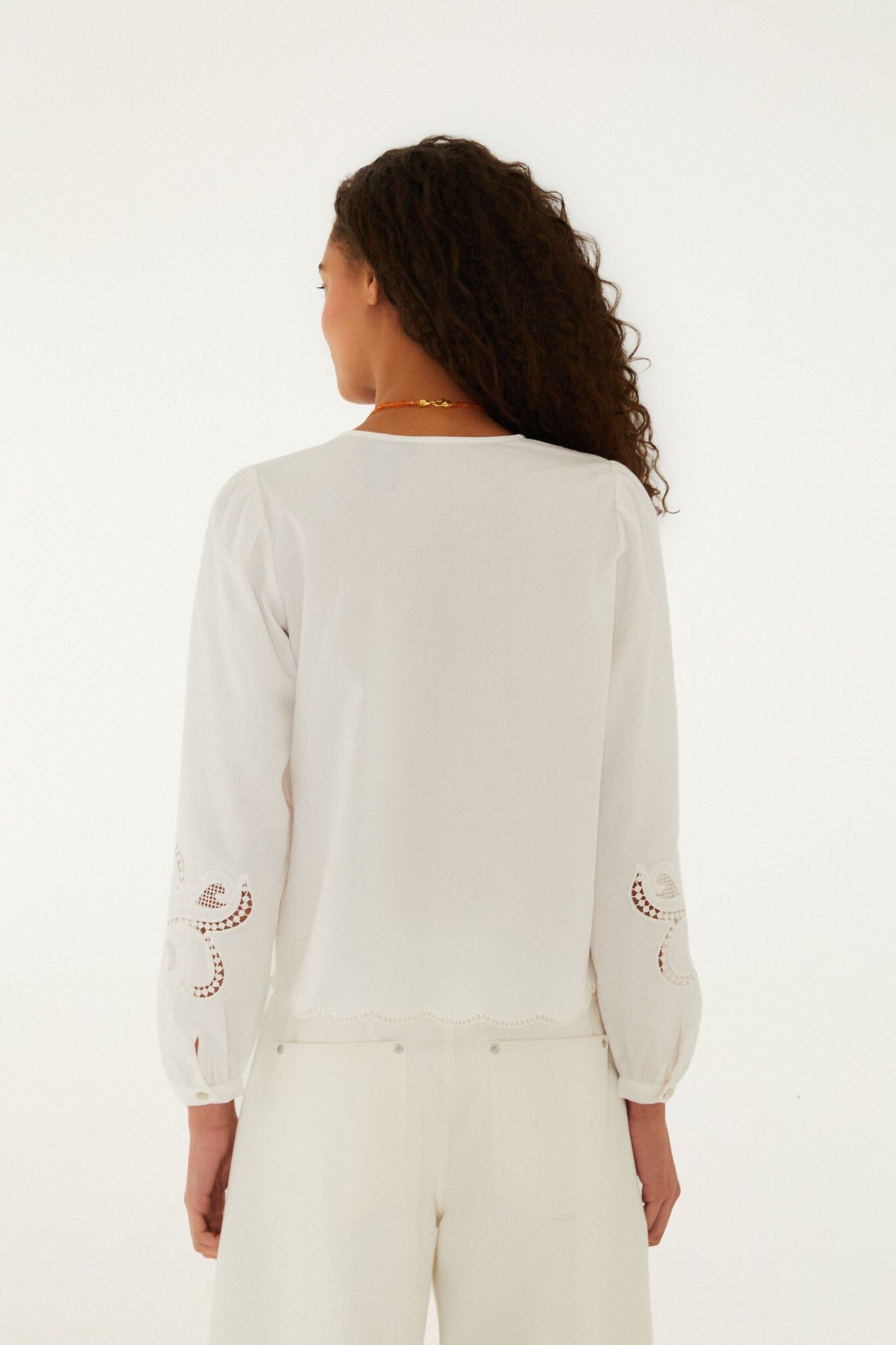 Off-White Richelieu Long Sleeve Blouse - FARM Rio OFF-WHITE