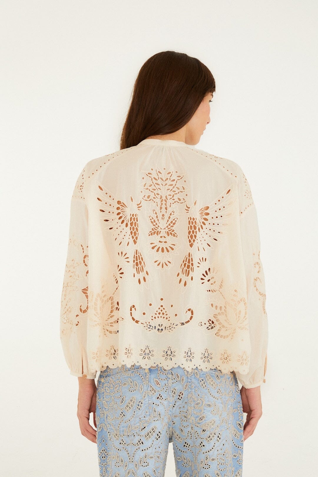 Soft Pink Artisanal Long Sleeve Blouse - FARM Rio LIGHT PINK