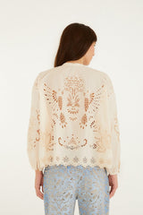 Soft Pink Artisanal Long Sleeve Blouse - FARM Rio LIGHT PINK