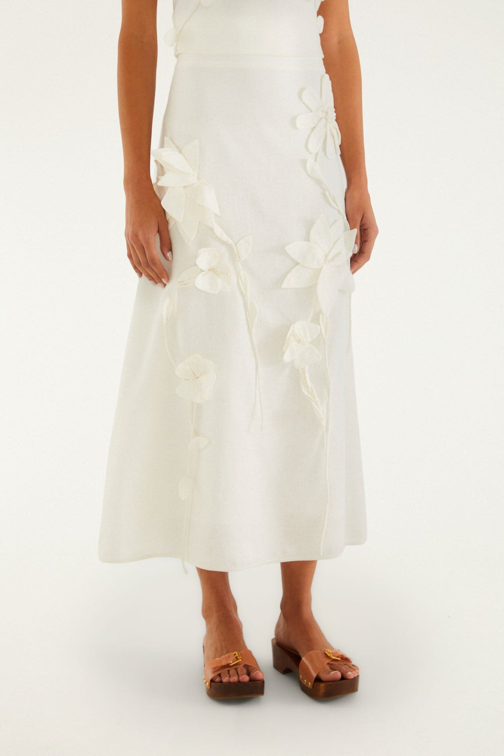 Off-White 3d Flowers Midi Skirt - FARM Rio OFF-WHITE