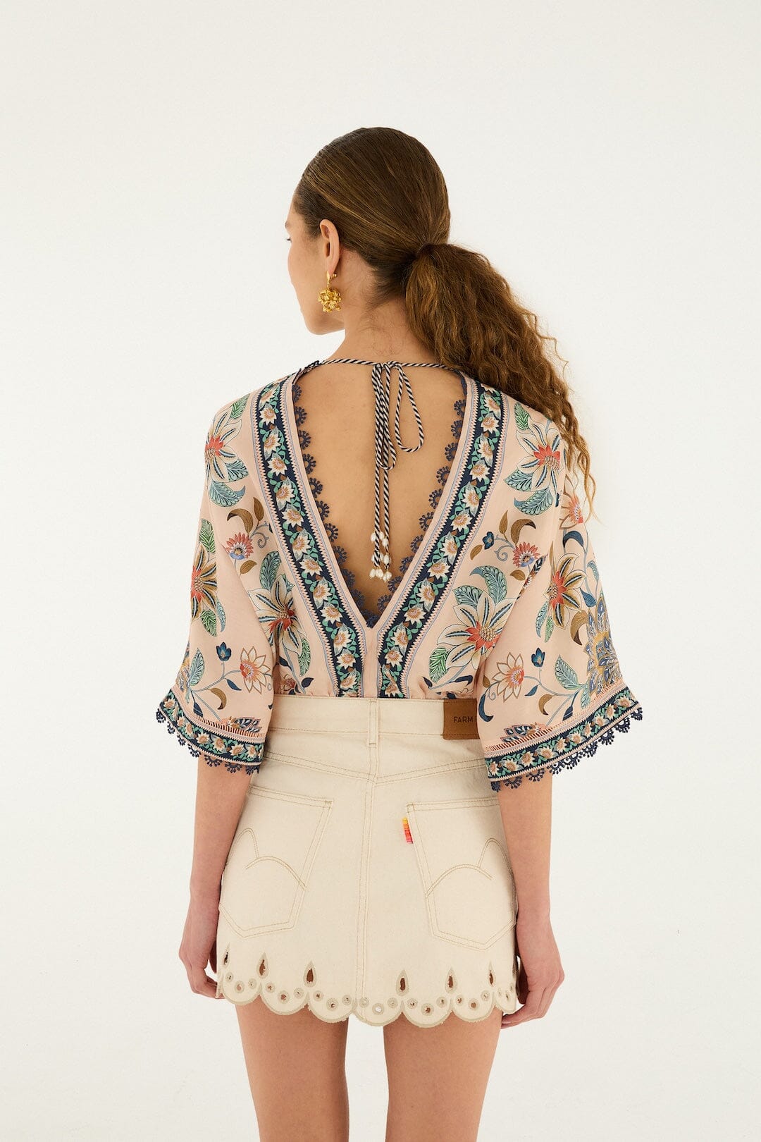 Off-White Canva Scallop Richelieu Skirt - FARM Rio OFF-WHITE