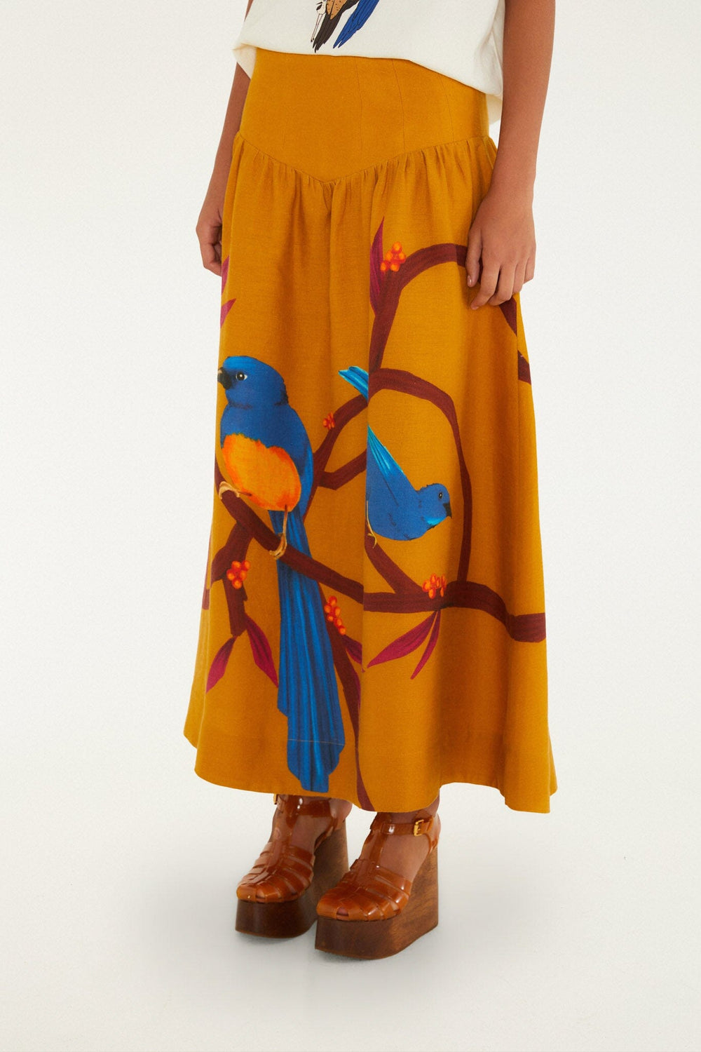 Brown Euroflax Premium Linen Maxi Skirt - FARM Rio BROWN