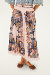 Soft Pink Sea Garden Scarf Pleated Maxi Skirt - FARM Rio SEA GARDEN SCARF SOFT PINK