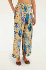 Sand Mystical Wide-Leg Lenzing Ecovero Viscose Pants - FARM Rio MYSTICAL SAND