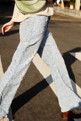 Denim Eyelet Pockets Flare Pants - FARM Rio DENIM