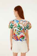 White Scalloped Front Pockets Canvas Shorts - FARM Rio WHITE