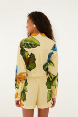Yellow Banana Grapes Drawstring Lenzing Ecovero Euroflax Shorts - FARM Rio BANANA GRAPES YELLOW