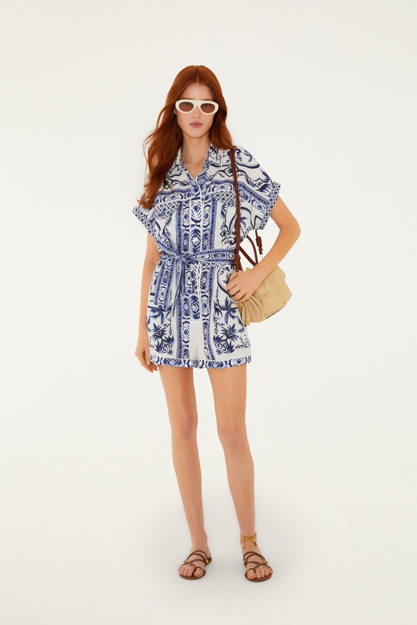 Off-White Wonderful City Belted Euroflax Premium Linen Romper - FARM Rio WONDERFUL CITY OFF-WHITE