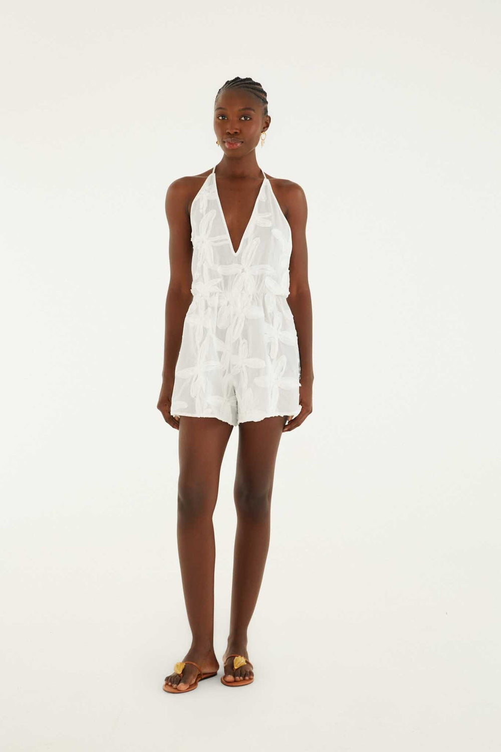 Romper With Neck Tie - FARM Rio COAST SHELL
