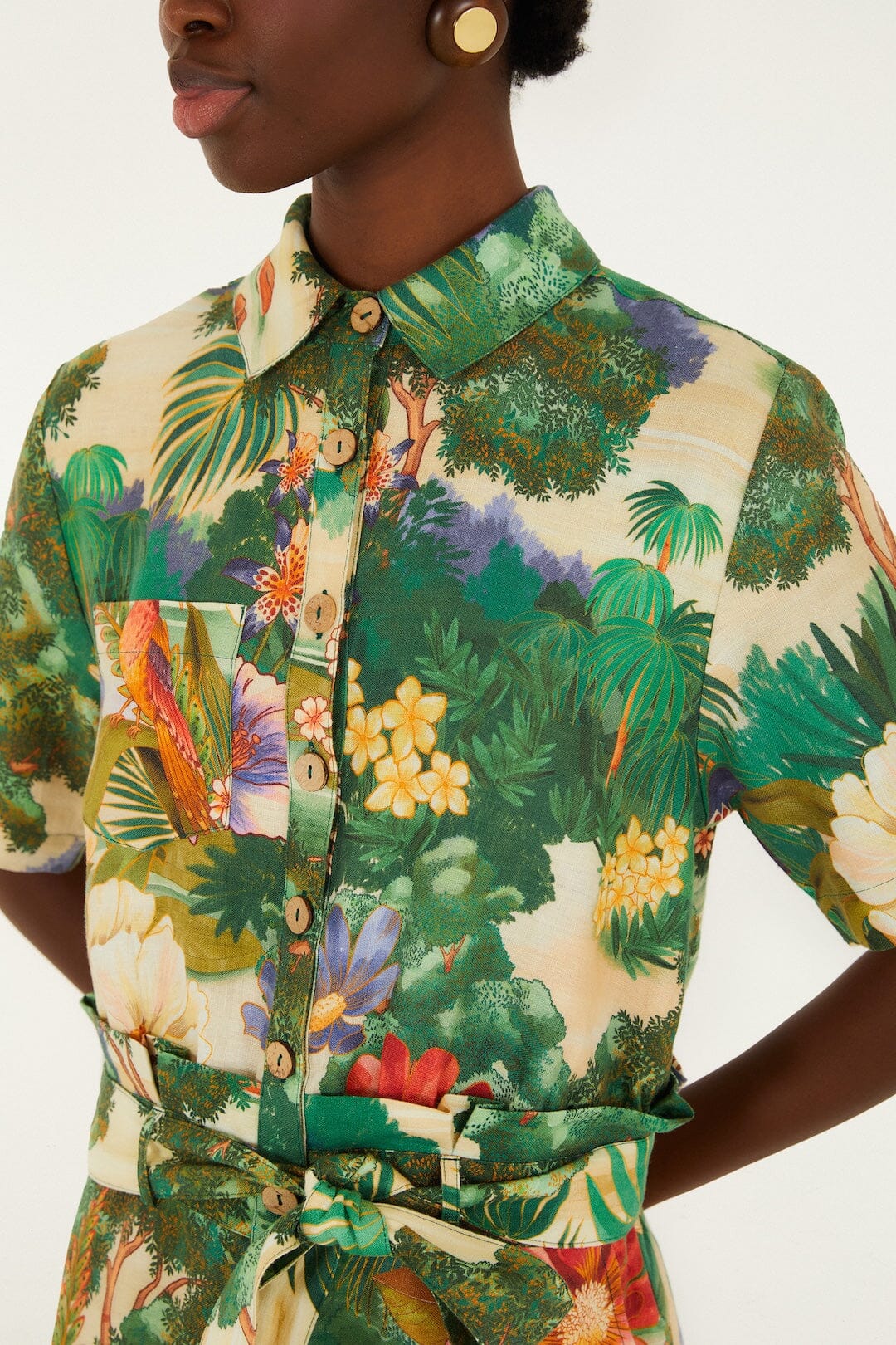 Multicolor Oriental Garden Lenzing Ecovero Euroflax Romper - FARM Rio ORIENTAL GARDEN MULTICOLOR