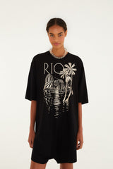 B&w Rio Organic Cotton Mini Jumpsuit - FARM Rio BLACK
