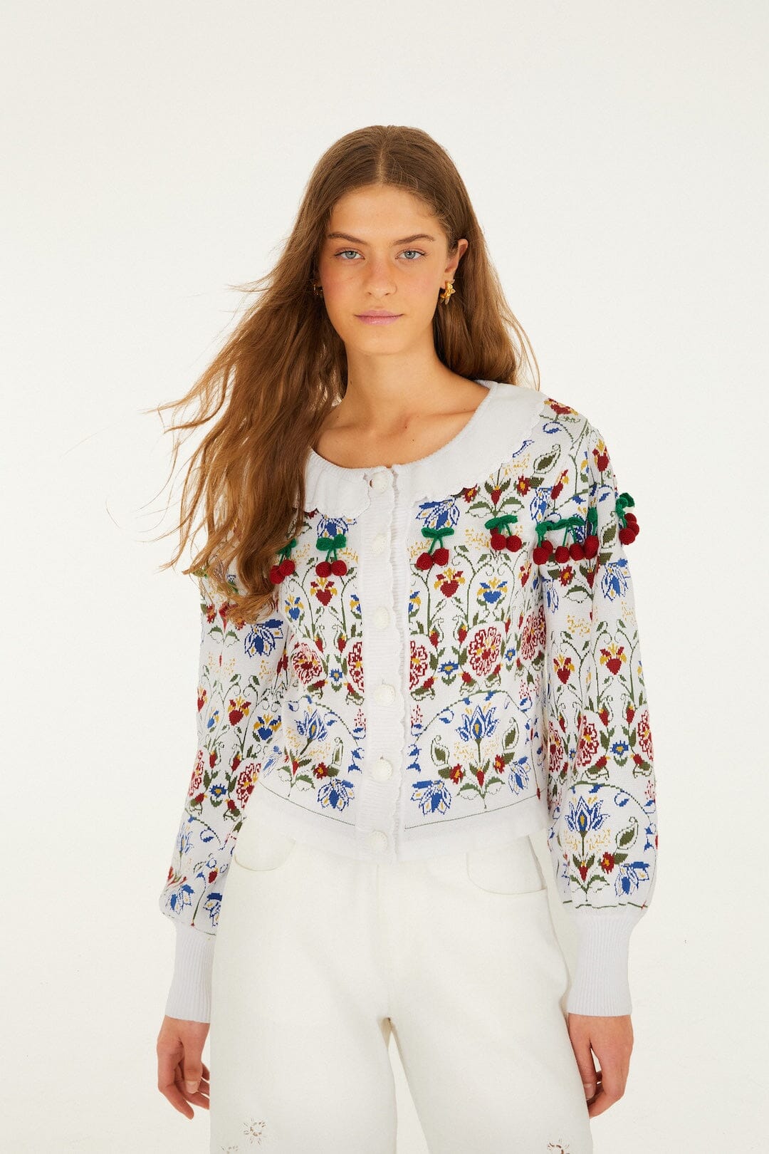 Stitched Garden Ainika Knit Cardigan - FARM Rio STITCHED GARDEN OFF-WHITE