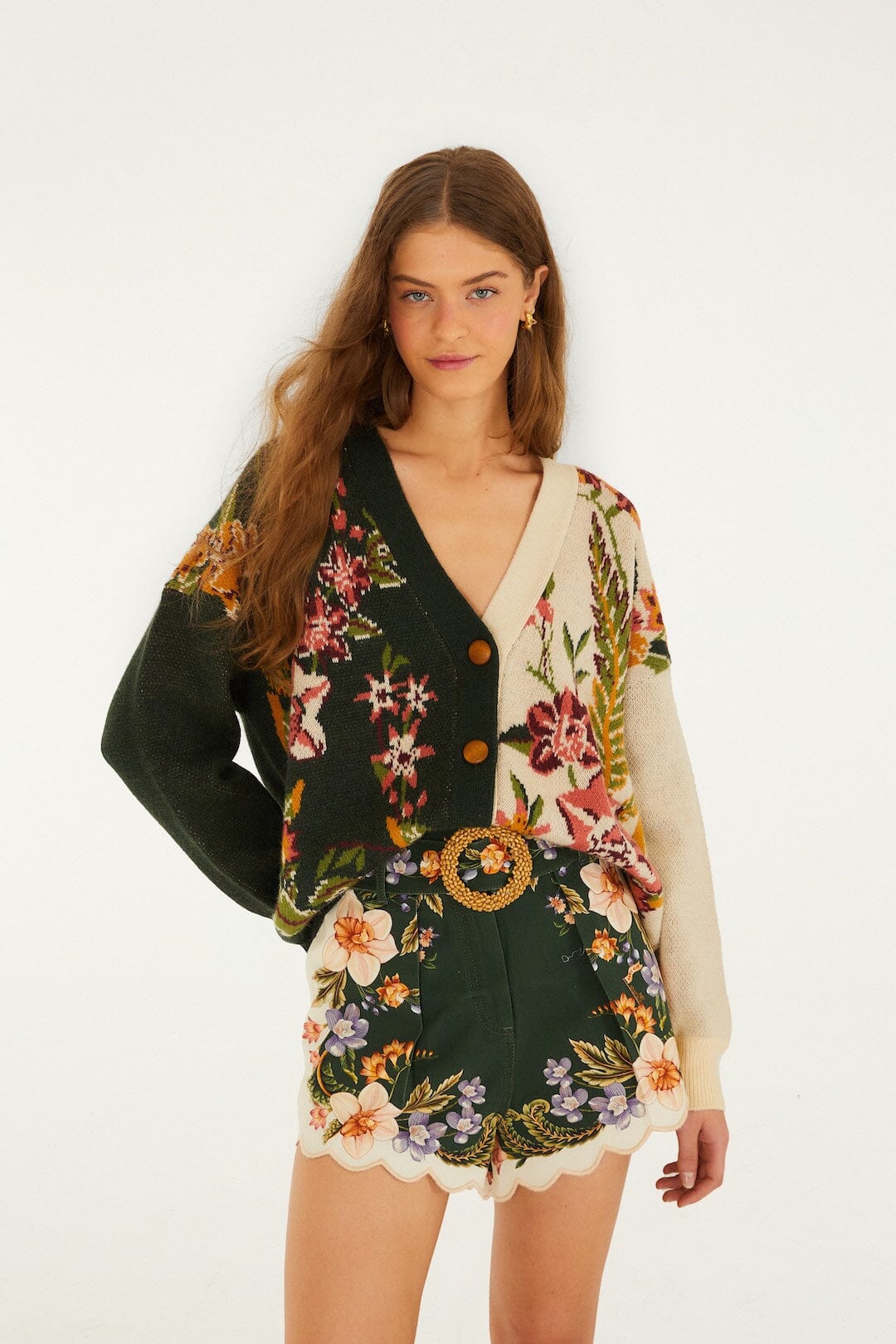 Mixed Nature Knit Cardigan - FARM Rio NATURE SAND