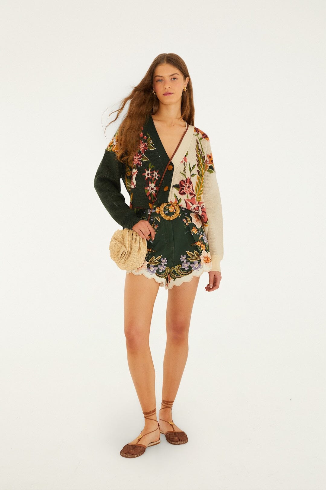 Mixed Nature Knit Cardigan - FARM Rio NATURE SAND