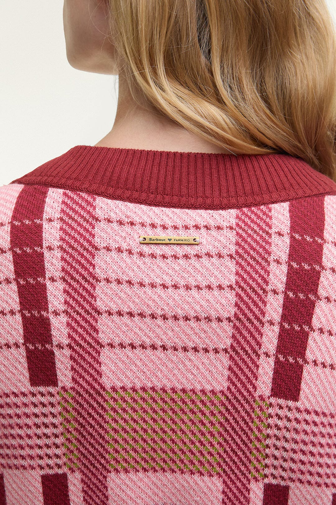 Luisa Embroidered Cardigan - FARM Rio TARTAN PINK