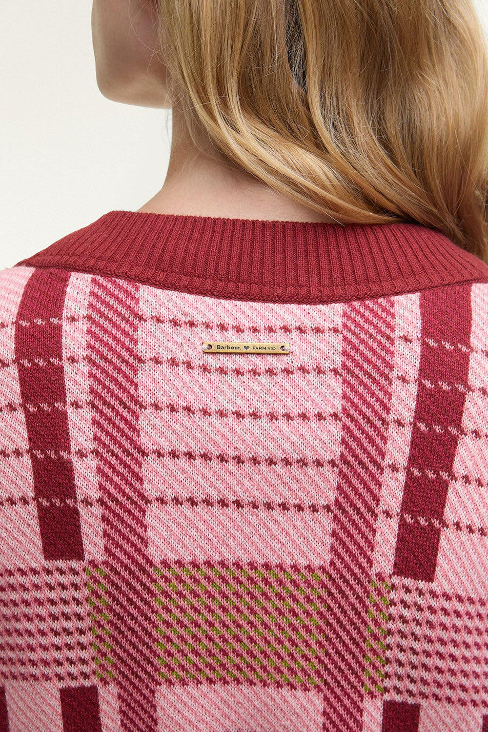 Luisa Embroidered Cardigan - FARM Rio TARTAN PINK