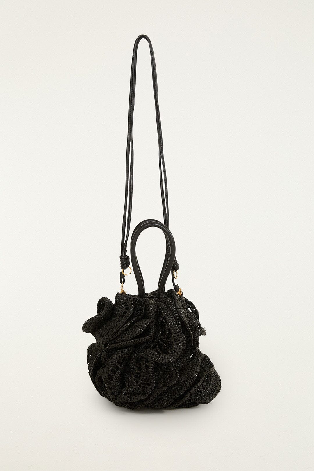 Raffia Flower Bag - FARM Rio BLACK