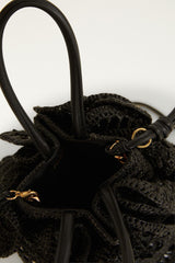 Raffia Flower Bag - FARM Rio BLACK