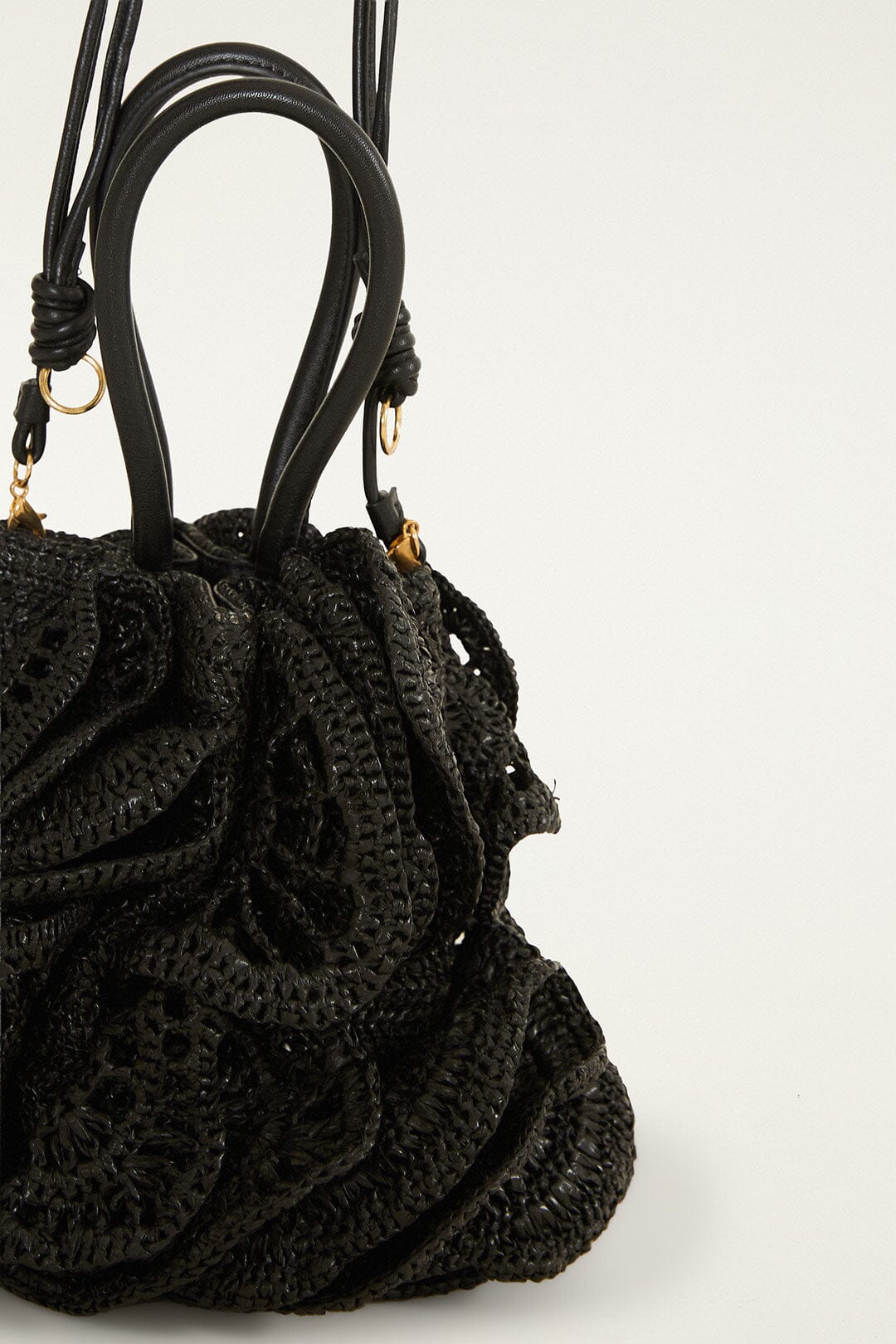Raffia Flower Bag - FARM Rio BLACK