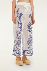 Off-White Nina Embroidery Pants - FARM Rio NINA EMBROIDERY OFF-WHITE