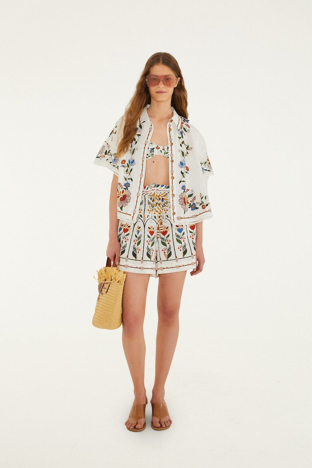 Off-White Stitched Garden Blouse - FARM Rio STITCHED GARDEN OFF-WHITE