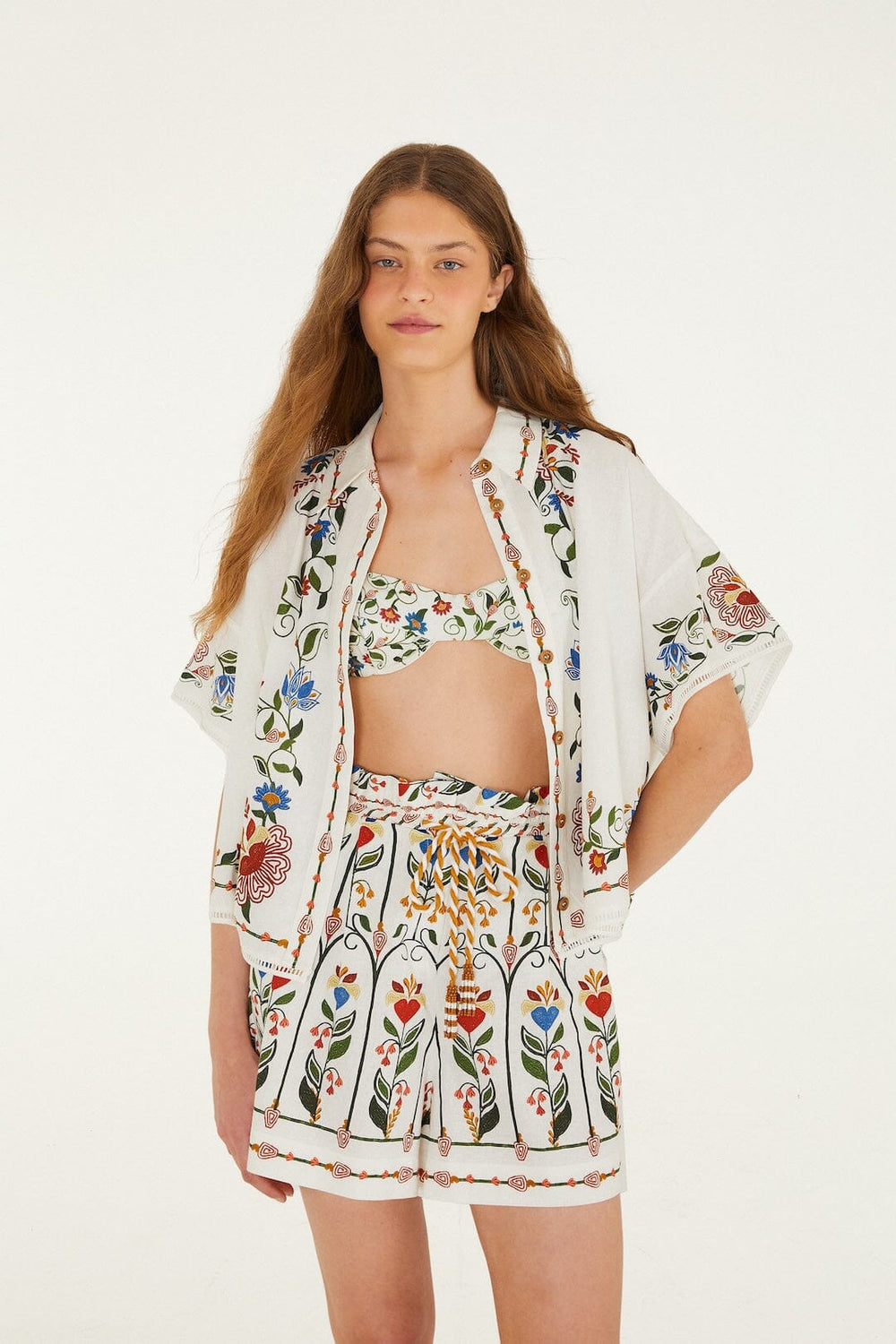 Off-White Stitched Garden Shorts - FARM Rio STITCHED GARDEN OFF-WHITE