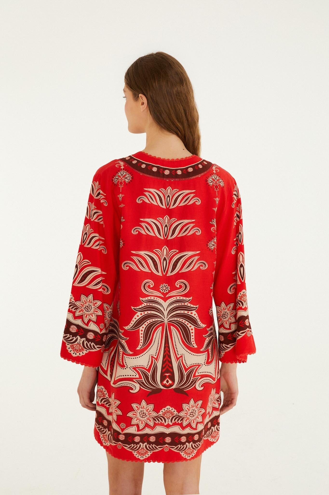 Red Ainika Garden Front Ties Mini Dress - FARM Rio AINIKA GARDEN RED