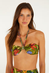 Dark Green Strelitzia Push Up Bikini Top - FARM Rio STRILITZIA DARK GREEN
