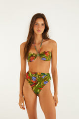Dark Green Strelitzia Push Up Bikini Top - FARM Rio STRILITZIA DARK GREEN