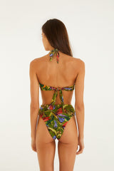 Dark Green Strelitzia Hot Pants Bikini Bottom - FARM Rio STRILITZIA DARK GREEN