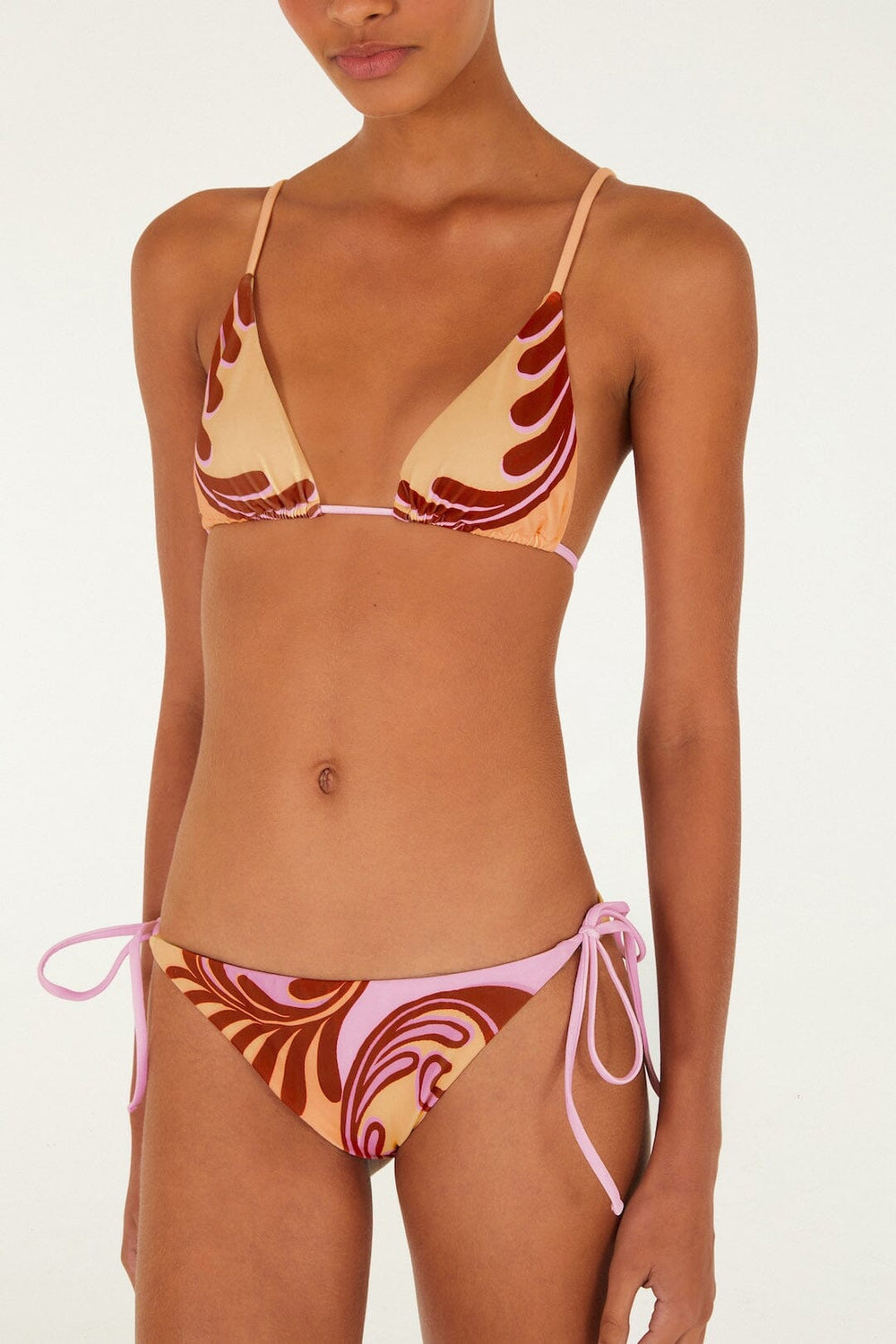Soft Yellow Arabesc Tie Side Bikini Bottom - FARM Rio ARABESC SOFT YELLOW