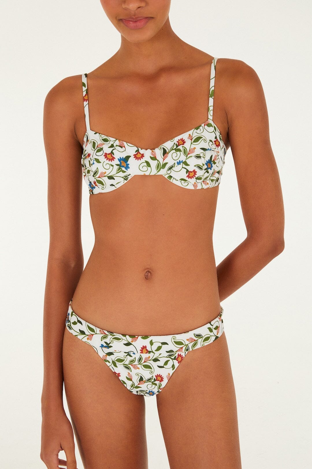 Off-White Stitched Garden Underwire Bikini Top - FARM Rio STITCHED GARDEN OFF-WHITE
