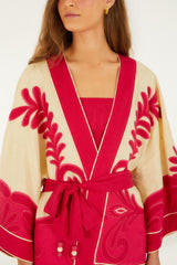 Pink Spring Arabesc Cutwork Lenzing Ecovero Euroflax Kimono - FARM Rio SPRING ARABESC PINK