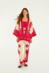 Pink Spring Arabesc Cutwork Lenzing Ecovero Euroflax Kimono - FARM Rio SPRING ARABESC PINK