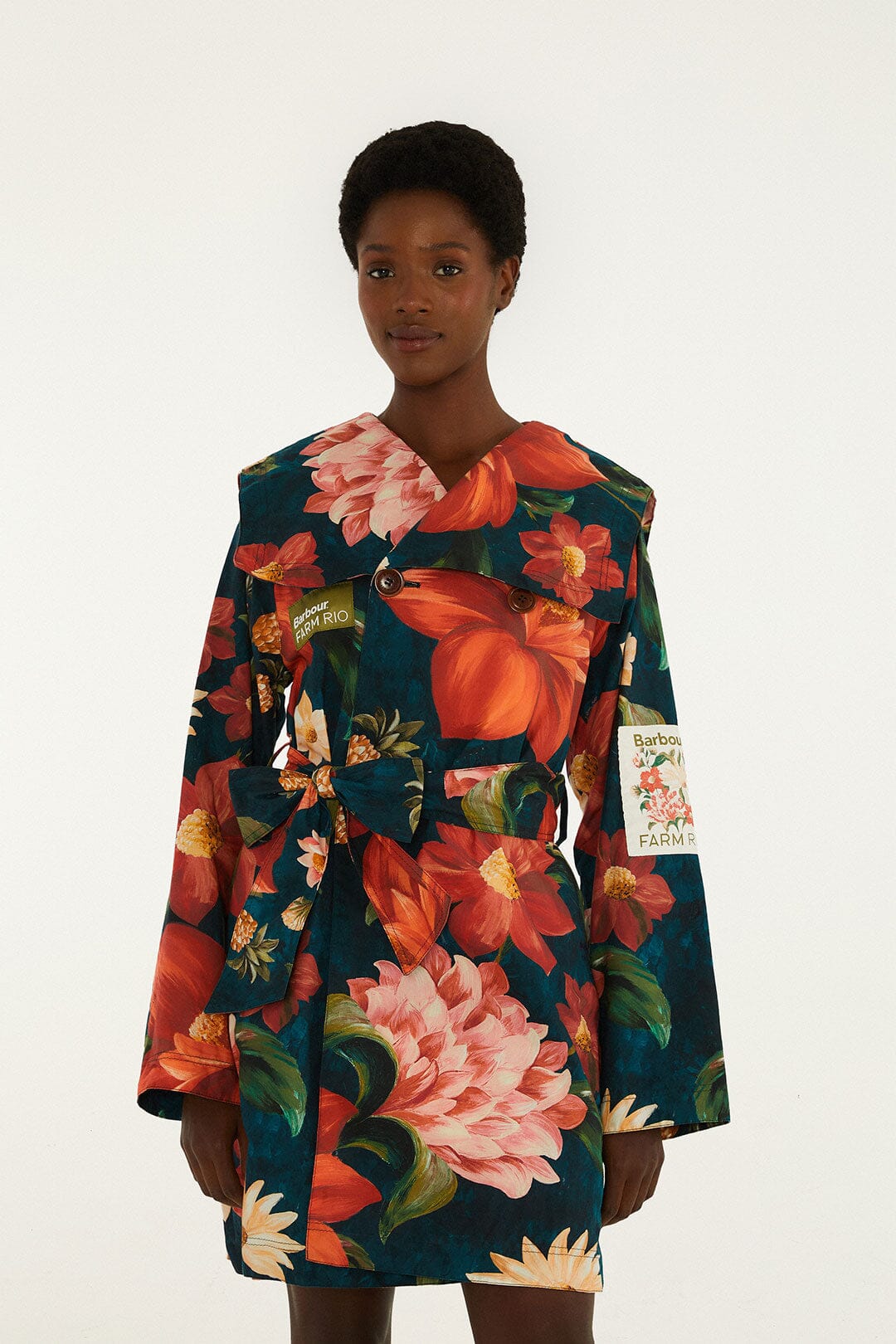 Wild Flower Tench Coat - FARM Rio WILD FLOWER NAVY BLUE
