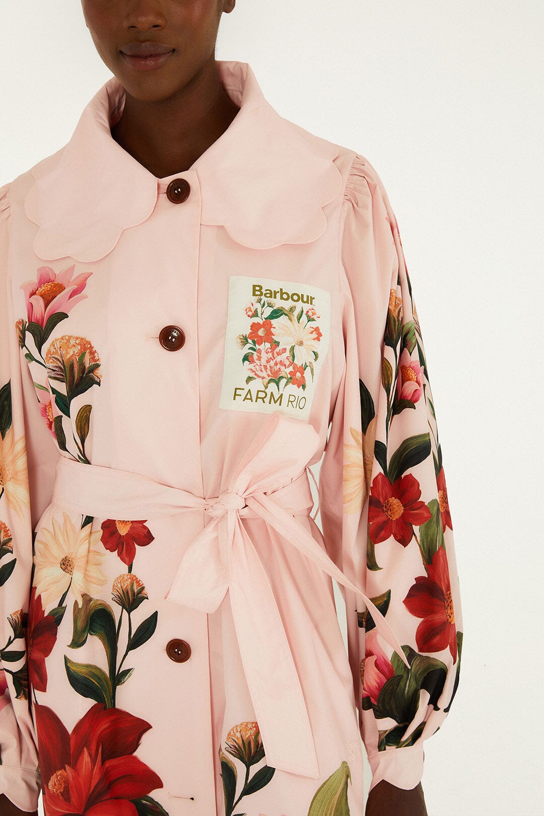 Bromelia Trench Coat - FARM Rio EDENS BLOOM LIGHT PINK