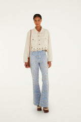 Beige Denim Canva Richelieu Jacket - FARM Rio OFF-WHITE