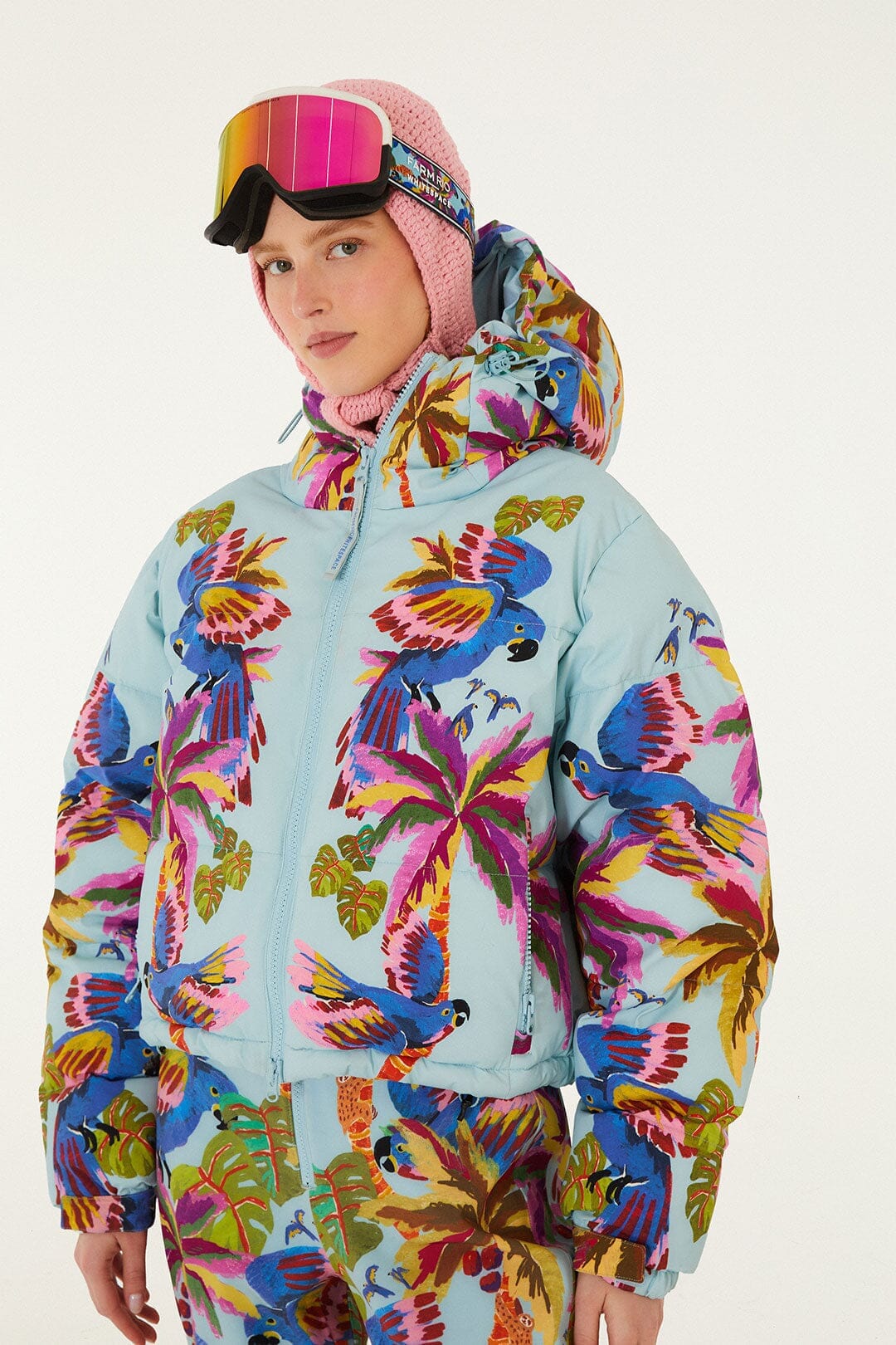 Blue Macaw Puffer Jacket - FARM Rio MACAW BLUE